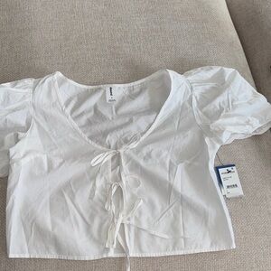 White Puff Sleeve Crop Top